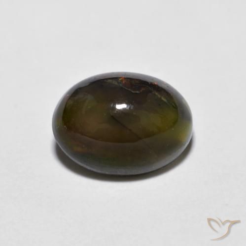 0.92ct 天然 マルチカラー チョコレートオパール, 楕円形, オペーク