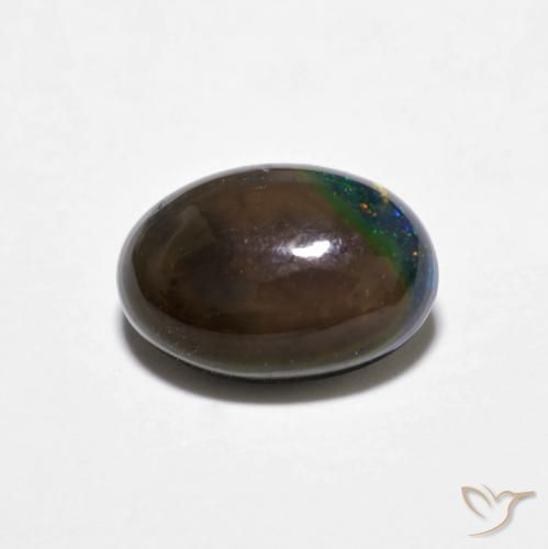 0.80ct 天然 マルチカラー チョコレートオパール, 楕円形, オペーク