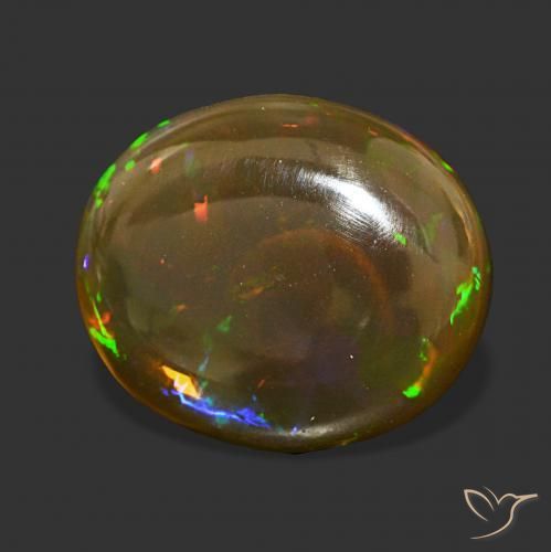 9.41カラットの天然マルチカラーチョコレートオパール、オーバルカット、透明