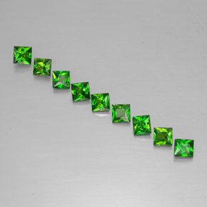 カラットの天然グリーンクロムダイオプサイド（3.2×3.1 mm・四角）
