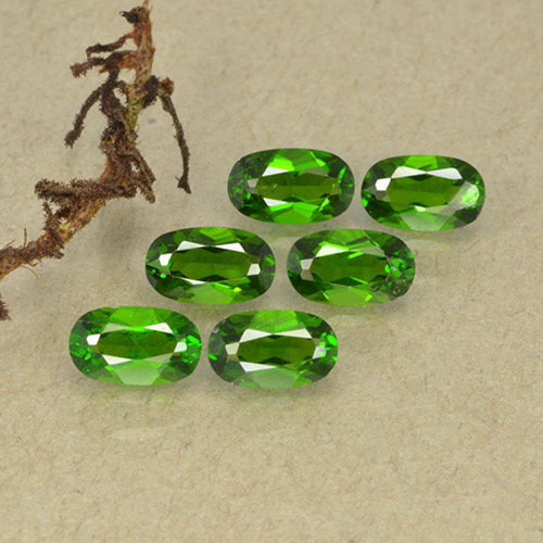 1.50カラットの天然ミディアムダークグリーンクロムダイオプサイド（5×3 mm・オーバルカット）