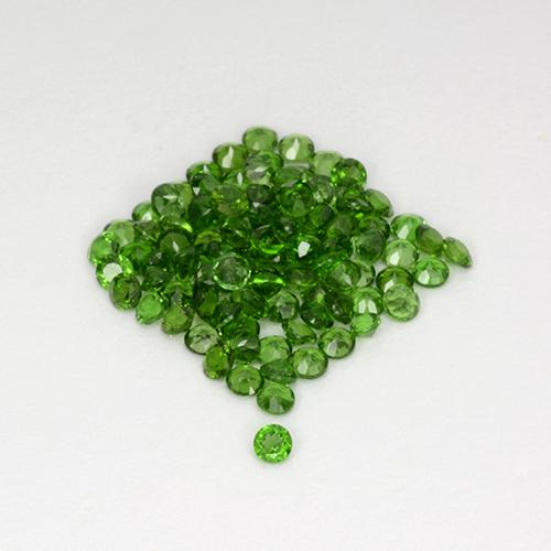 2.55カラットの天然ミディアムダークグリーンクロムダイオプサイド（1.78 mm・ラウンドカット）