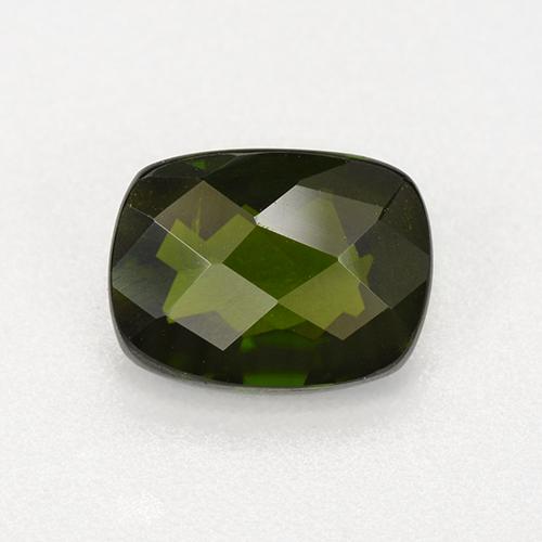 1.41カラットの天然ディープグリーンクロムダイオプサイド（8.1×6.1 mm・クッションカット）