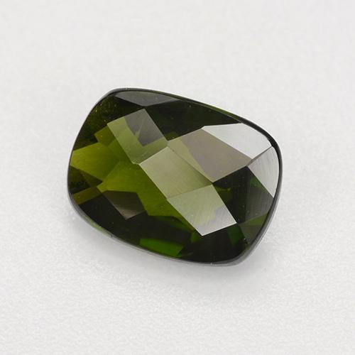1.41カラットの天然ディープグリーンクロムダイオプサイド（8.1×6.1 mm・クッションカット）