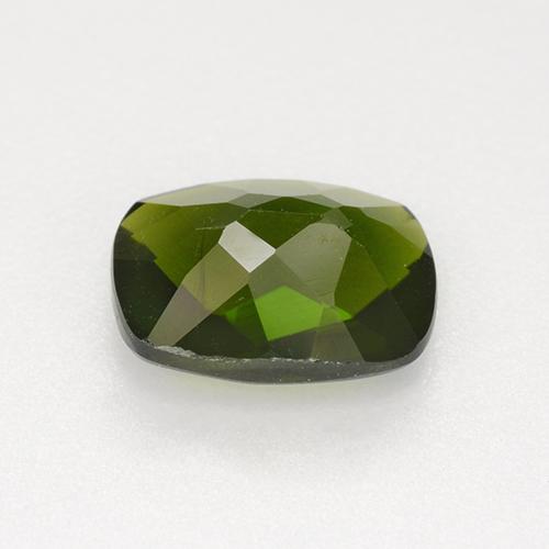1.41カラットの天然ディープグリーンクロムダイオプサイド（8.1×6.1 mm・クッションカット）