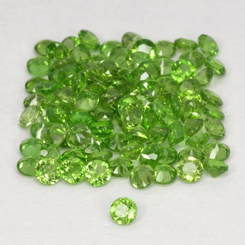 2.50カラットの天然ミディアムダークグリーンクロムダイオプサイド（1.75 mm・ラウンドカット）