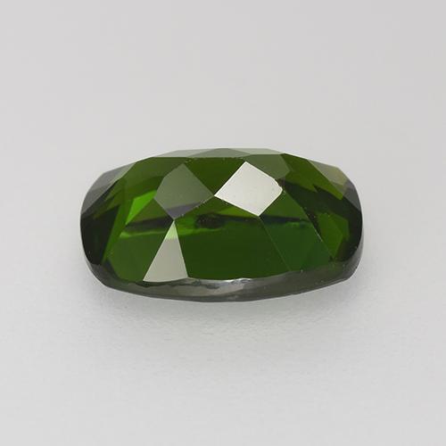 1.43カラットの天然ダークグリーンクロムダイオプサイド（8.1×6 mm・クッションカット）