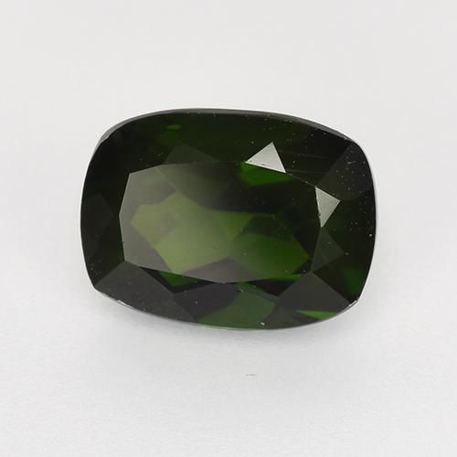 1.52カラットの天然非常に濃い緑クロムダイオプサイド（8.1×6 mm・クッションカット）