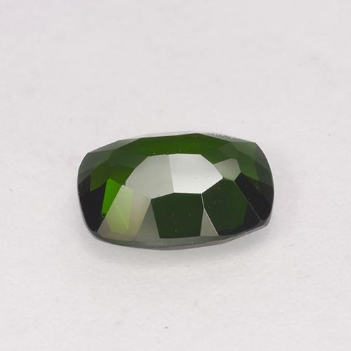 1.44カラットの天然ディープグリーンクロムダイオプサイド（7.9×6 mm・クッションカット）
