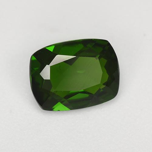 1.27カラットの天然フォレストグリーンクロムダイオプサイド（8×6.1 mm・クッションカット）
