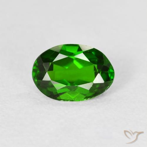 0.86ct 天然 濃いグリーン クロム透輝石, 楕円形, VVS-VS