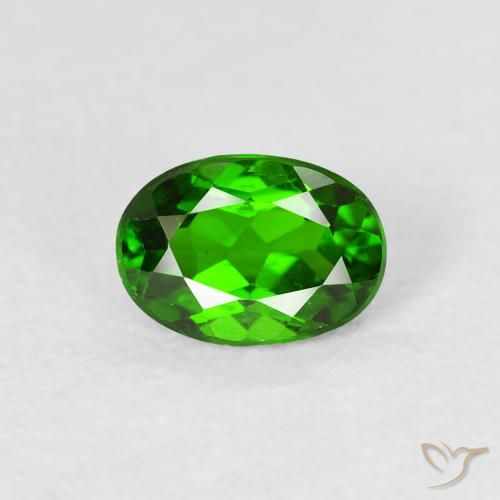 0.90ct 天然 濃いグリーン クロム透輝石, 楕円形, VS-SI