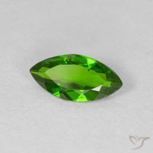 0.89カラットの天然Medium Dark-Greenクロム透輝石、マーキーズ、VS