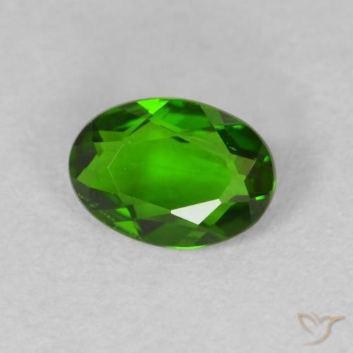 0.59カラットの天然Medium Dark-Greenクロム透輝石、楕円形、VVS-VS