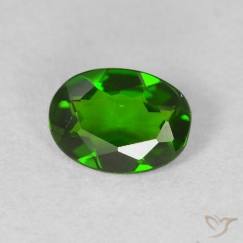 0.63カラットの天然Medium Dark-Greenクロム透輝石、楕円形、VVS-VS