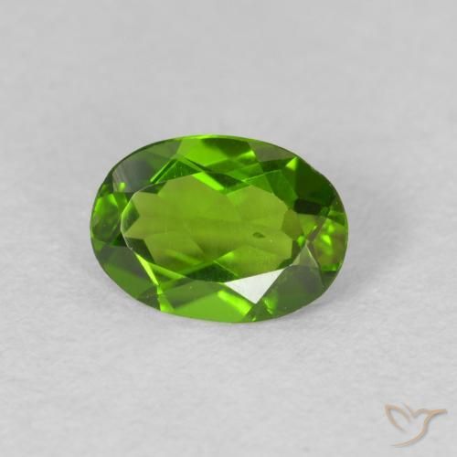 0.73カラットの天然Medium Dark-Greenクロム透輝石、楕円形、VS
