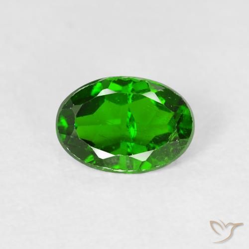 0.81ct 天然 ダークグリーン クロム透輝石, 楕円形, VS-SI