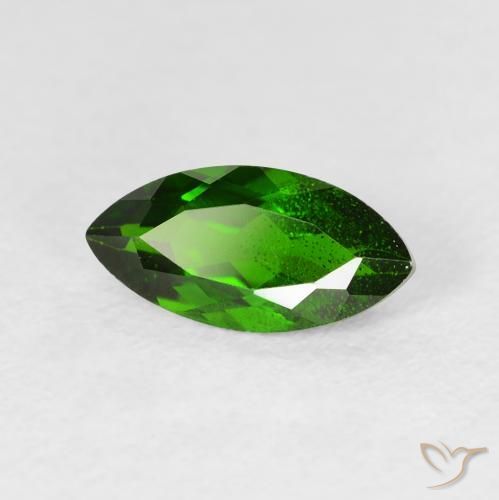 1.28カラットの天然Medium Dark-Greenクロム透輝石、マーキーズ、VS-SI