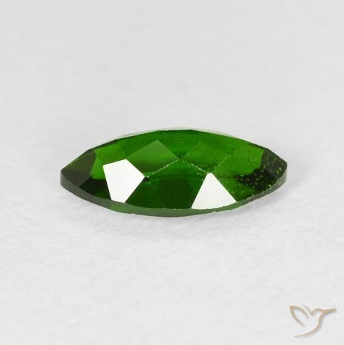 1.28カラットの天然Medium Dark-Greenクロム透輝石、マーキーズ、VS-SI