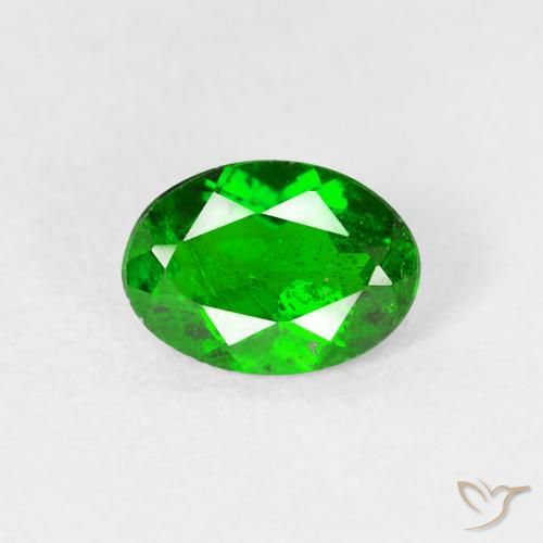 0.76ct 天然 ダークグリーン クロム透輝石, 楕円形, VS-SI