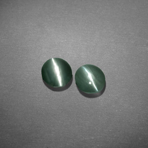 カラットの天然グリーンChrysoberyl Cat's Eye（4.6×4.1 mm・オーバルカット）