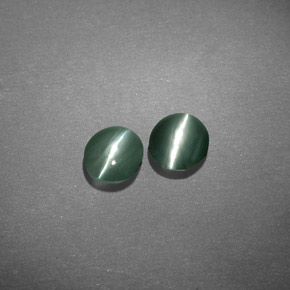 カラットの天然グリーンChrysoberyl Cat's Eye（4.6×4.1 mm・オーバルカット）