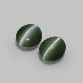 カラットの天然グリーンChrysoberyl Cat's Eye（4.7×4.2 mm・オーバルカット）