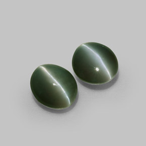 カラットの天然グリーンChrysoberyl Cat's Eye（4.7×4.2 mm・オーバルカット）