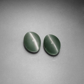 カラットの天然グリーンChrysoberyl Cat's Eye（6×4.4 mm・オーバルカット）