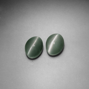 カラットの天然グリーンChrysoberyl Cat's Eye（6×4.4 mm・オーバルカット）