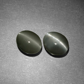 カラットの天然グリーンChrysoberyl Cat's Eye（6.1×5.1 mm・オーバルカット）
