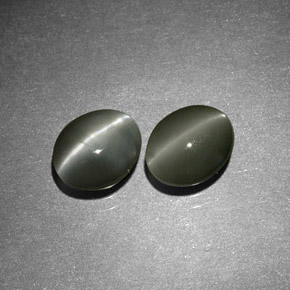 カラットの天然グリーンChrysoberyl Cat's Eye（6.1×5.1 mm・オーバルカット）