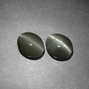 カラットの天然グリーンChrysoberyl Cat's Eye（6.1×5.1 mm・オーバルカット）