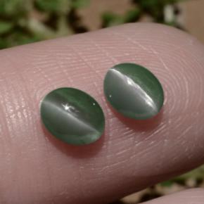 1.06カラットの天然グリーンChrysoberyl Cat's Eye（5.4×4.4 mm・オーバルカット）