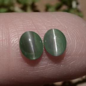 1.06カラットの天然グリーンChrysoberyl Cat's Eye（5.4×4.4 mm・オーバルカット）