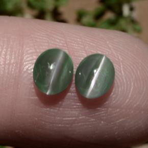 1.06カラットの天然グリーンChrysoberyl Cat's Eye（5.4×4.4 mm・オーバルカット）