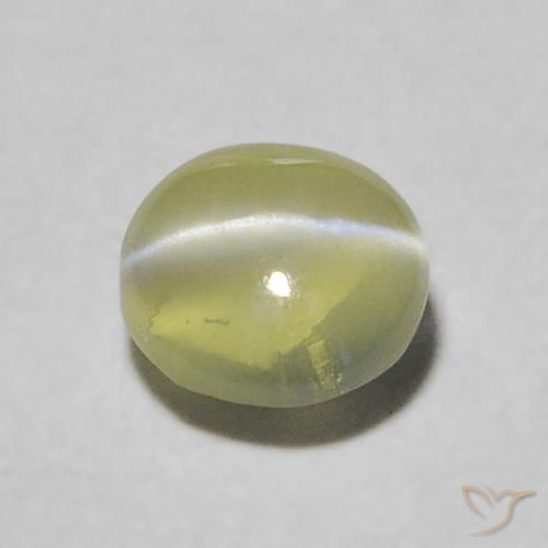 0.33ct 天然 黄みがかったグリーン リソベリルキャッツアイ, ラウンド, 透明