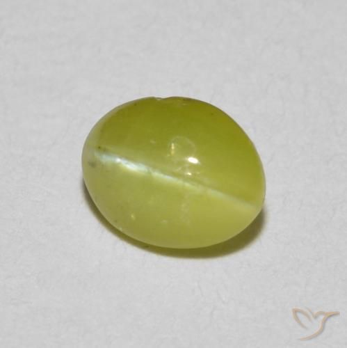 0.51ct 天然 ミディアムイエロー リソベリルキャッツアイ, 楕円形, 半透明