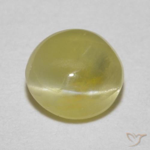 0.52ct 天然 ライトイエロー リソベリルキャッツアイ, 楕円形, 半透明