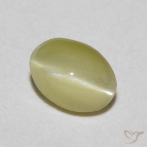 0.33ct 天然 薄いラグナイエロー リソベリルキャッツアイ, 楕円形, 半透明