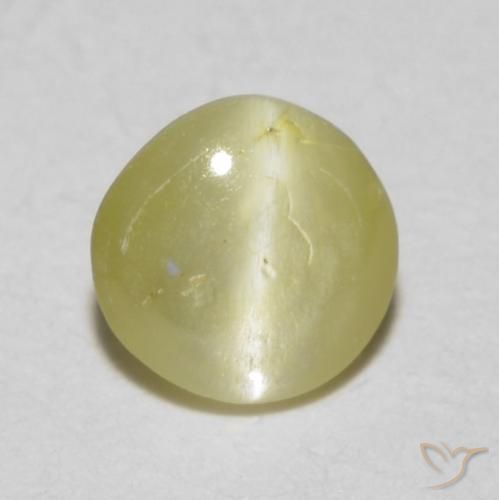 0.36ct 天然 薄いイエロー リソベリルキャッツアイ, 楕円形, 半透明