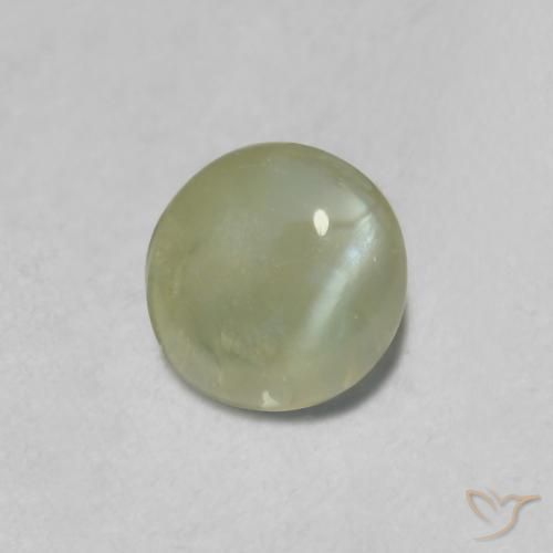 0.52ct 天然 灰色がかった緑 リソベリルキャッツアイ, 楕円形, 半透明