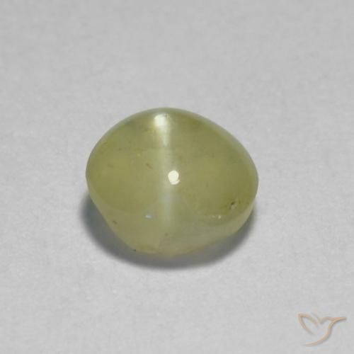 0.46ct 天然 薄いクリームイエロー リソベリルキャッツアイ, 楕円形, 半透明