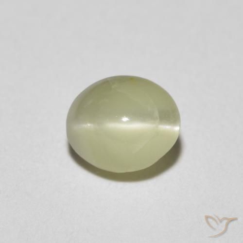 0.81ct 天然 ライトグリーンがかったイエロー リソベリルキャッツアイ, 楕円形, 半透明