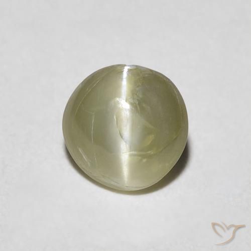 0.62ct 天然 黄みがかったグリーン リソベリルキャッツアイ, ラウンド, 半透明