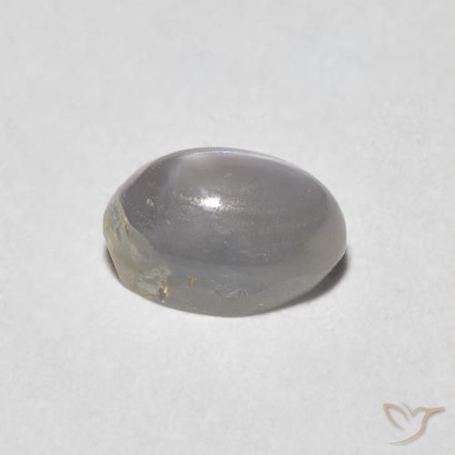 0.89カラットの天然Warm Greyリソベリルキャッツアイ、楕円形、半透明