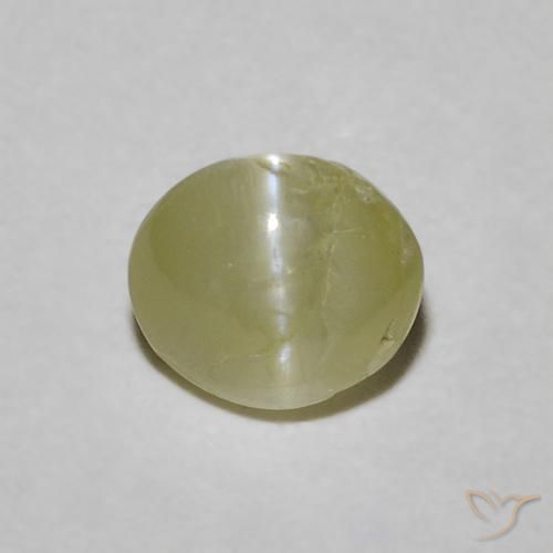 0.60ct 天然 黄みがかったグリーン リソベリルキャッツアイ, 楕円形, 半透明