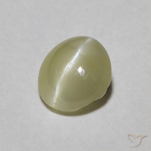 0.45ct 天然 ミディアムイエロー リソベリルキャッツアイ, 楕円