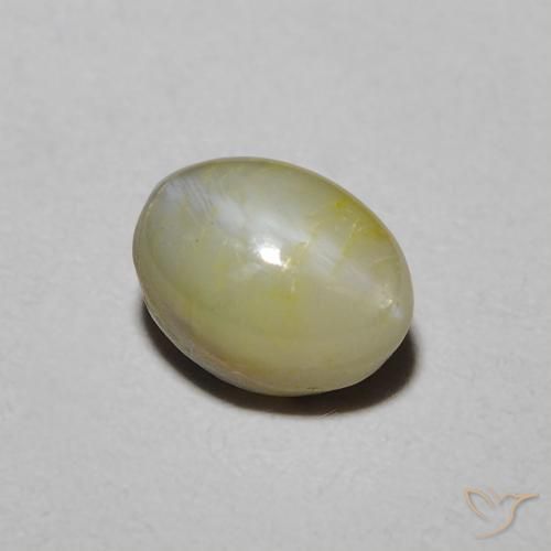 1.39ct 天然 ミディアムイエロー リソベリルキャッツアイ, 楕円形, オペーク