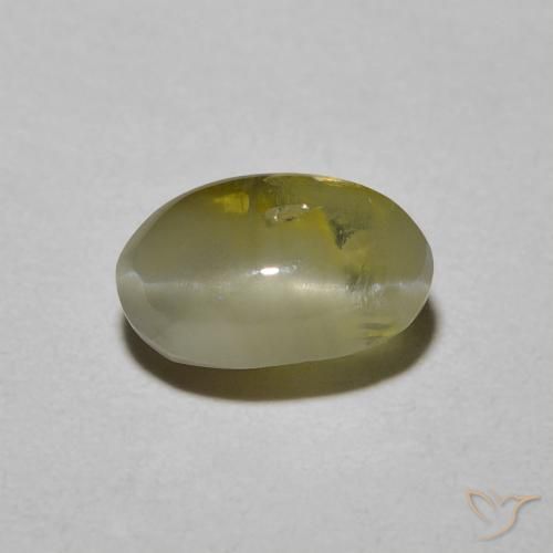 1.72ct 天然 ミディアムイエロー リソベリルキャッツアイ, 楕円形, 半透明